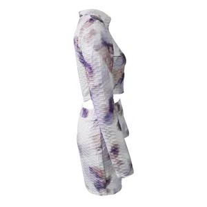 Women tie dye long sleeve crop top and shorts two piece set activewear workout outfit side view