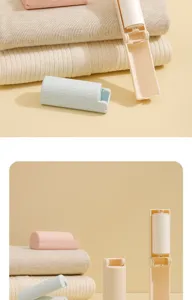 Details of portable foldable mini lint roller showing folded and unfolded states clearly.