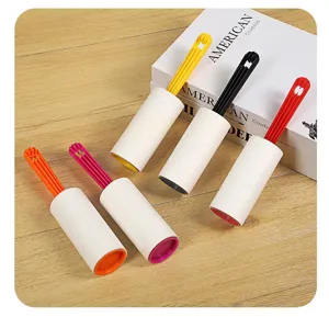 Lint roller for clothes pet hair removal sticky cleaner sticky paper picker with colored handle.