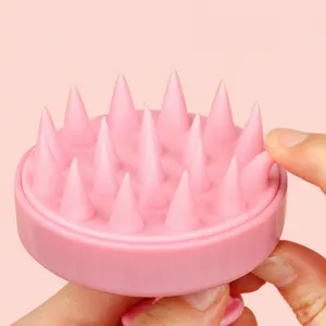 Silicone scalp massager shampoo brush soft bristle hair care baby bath comb pink