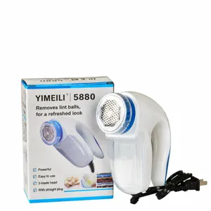 Electric fabric shaver lint remover with plug and packaging box for clothes care.