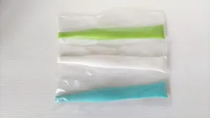 Multi-functional cleaning scraper tool set in green white and blue colors with clear bags.