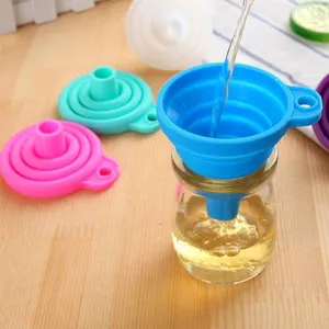 Silicone foldable funnel collapsible liquid dispenser for kitchen and outdoor use