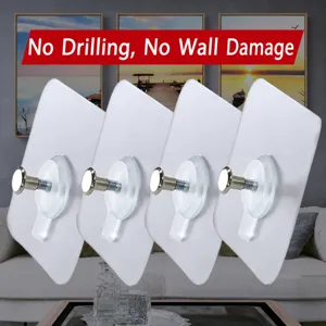 Trace-free punch-free strong adhesive wall hooks set for photo frames and home decor hanging.