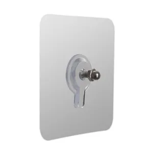 Transparent adhesive wall screw hook, punch-free sticky nail hanger for photo frames.