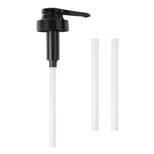 Kitchen sauce pump head replacement dispenser with extra plastic tubes for home bottles.