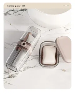 Portable travel toothbrush storage box and soap holder set for daily and outdoor trip use.