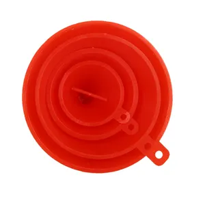 Red 4-piece thickened plastic funnel set nesting design for kitchen main view display