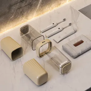 Portable Travel Toothbrush Cup Plastic Multi-Layer Mouthwash Cup Detachable Toothpaste Holder Bathroom Organizer