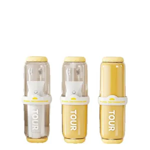 Portable travel toothbrush cup set transparent capsule design for family outdoor washing gear