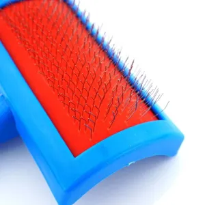 Professional pet slicker brush with fine stainless steel pins for dogs and cats grooming.