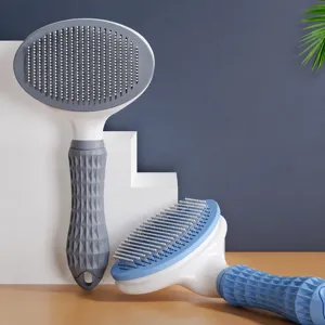 Self Cleaning Pet Slicker Brush Stainless Steel Needle Comb Grooming Tool For Dog Cat Loose Hair De-Shedding Massage Comb
