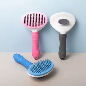 Set of 3 pet slicker brushes self-cleaning cat dog grooming tool with stainless steel pins