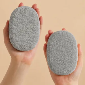 Eponge de bain exfoliante double face pour le corps outil de nettoyage douche ovale gris