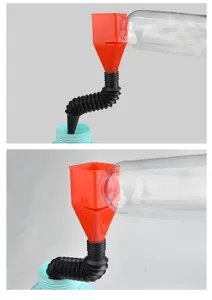Embudo telescópico de plástico portátil con hebilla para un vertido de líquido fácil.
