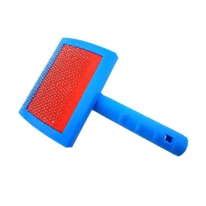Blue Pet Slicker Brush for Cats and Dogs, Stainless Steel Grooming Comb for Daily Hair Care.