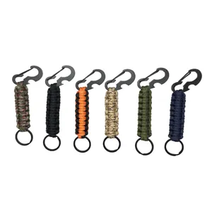 Outdoor Paracord Keychain Multi-Functional Bottle Opener Carabiner Key Ring Camping Backpack Pendant