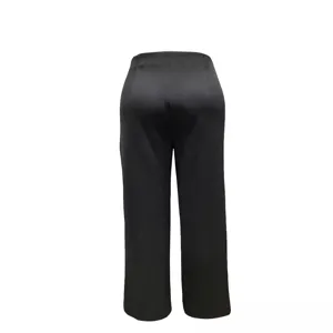 Damen schwarze Satin gerade Hose Freizeit hohe Taille Uebergroesse lange Hose Fruehling Sommer