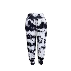 Women high waist black and white tie dye casual pants plus size harem trousers spring