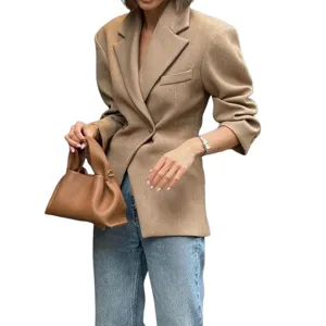 Einfarbig Damen professioneller Blazer, elegante Langarm Anzugjacke für den Herbst.