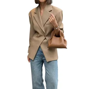 Damen einfarbige lässige Blazer Jacke Mode elegante Langarm Büro Anzug Oberbekleidung
