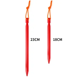 Picchetti da tenda in lega di alluminio con corde riflettenti da 23 cm e 18 cm.