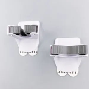 Supporto a muro per scopa e mocio organizer clip, set di due rastrelliere multifunzionali casa.