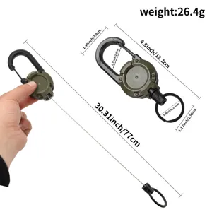Zinc alloy retractable carabiner with steel wire keychain, heavy duty badge reel tool.