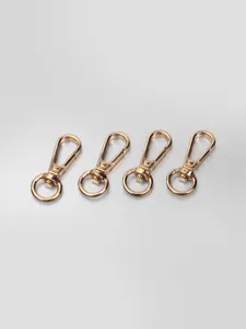 Set de 4 mosquetones giratorios de metal dorado accesorios para bolsos llaveros.
