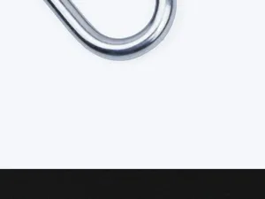 Stainless steel carabiner hook detail close up view mini clip spring ring replacement part