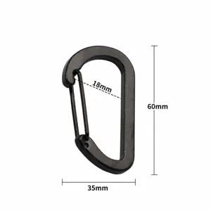 Größe 6 schwarzer Aluminium-Karabiner mit 60mm Höhe, 35mm Breite und 8,1g Gewichtsspezifikation.