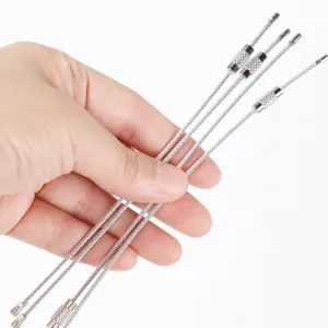 Durable stainless steel wire keychain cable loop rope lanyard for keys and outdoor gear.