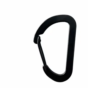 Detailansicht des schwarzen Aluminium-Karabiners mit präzisen Abmessungen und 73mm Länge.