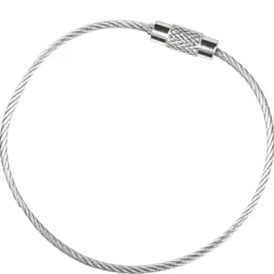 15cm 304 Stainless Steel Wire Rope Keychain Carabiner Loop Cable Key Ring Metal Ring