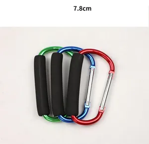 Grand mousqueton en aluminium avec poignée en mousse, clip utilitaire 7,8cm pour courses.
