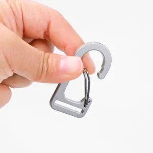 Aluminum alloy U-shaped webbing carabiner buckle with wire gate for daily outdoor luggage use.