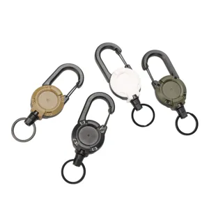 Retractable carabiner keychain badge reel heavy duty pull key ring 4 pack multi color