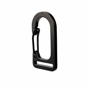 Black aluminum alloy U-shaped webbing buckle carabiner for outdoor bags and straps main view.