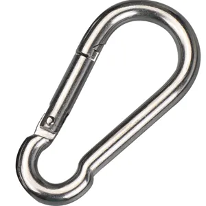 Stainless steel snap hook spring carabiner clip for outdoor camping and daily hanging gear.