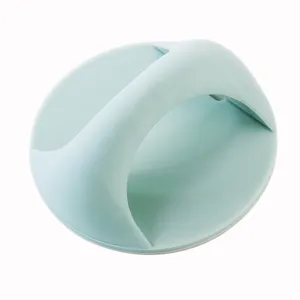 Punch-free adhesive round door handle for cabinet drawers, mint green ergonomic home pull.