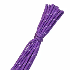 Close-up detail of purple 4mm 7-strand reflective paracord, bundled neatly for DIY crafts.