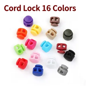 Colorful Plastic Cord Locks Double Hole Spring Stopper Toggle Clasp For Clothing Bags Drawstring Adjustment Accessories
