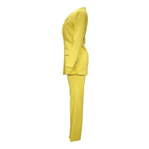 Damen einfarbige Freizeit Blazer und weite Hose zweiteiliger Anzug Seitenansicht Detail