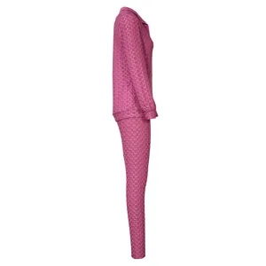 Women long sleeve jacket and pants activewear set textured honeycomb casual suit side view detail