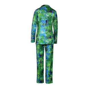 Women Tropical Print Blazer And Pants Two Piece Set Fashion Casual Autumn Outfit New
