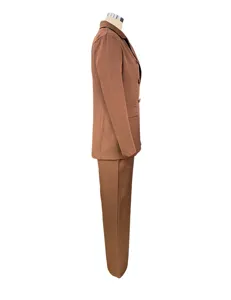 Completo donna marrone blazer e pantaloni larghi casual autunno inverno elegante abbigliamento
