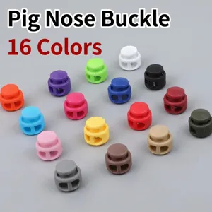 Colorful plastic pig nose cord locks double hole spring toggles for elastic ropes 500 pcs