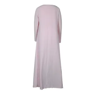 Pink ribbed long sleeve maxi dress back view, soft fabric texture detail for women casual wear