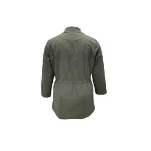 Women Solid Color Drawstring Long Trench Coat Casual Autumn Winter Outerwear Jacket