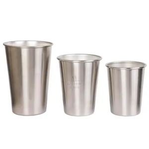 Industrial Style Stainless Steel Camping Mug Rolled Rim Metal Beer Cup Outdoor Drinkware